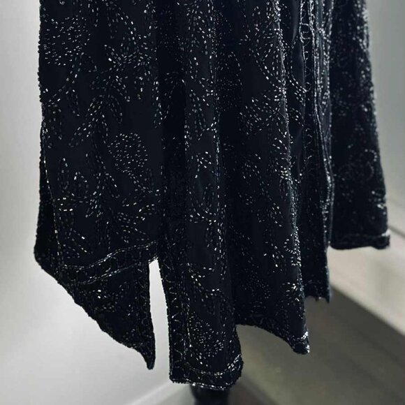 Milano Black & Iridescent Botanical Hand-Beaded Evening Jacket – US 2X - Picture 4 of 15